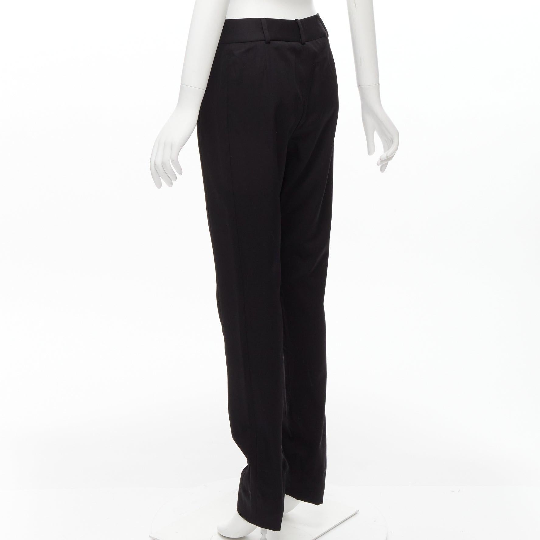 SAINT LAURENT 2017 black 100% virgin wool minimal pleat straight trousers FR36 S For Sale 2