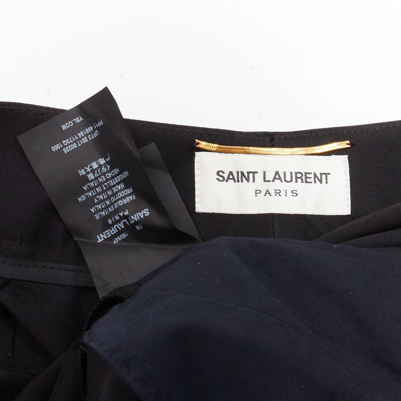 SAINT LAURENT 2017 noir 100% laine vierge pantalon droit à plis minimes FR36 S en vente 4