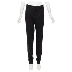 SAINT LAURENT 2017 black 100% virgin wool minimal pleat straight trousers FR36 S