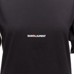 SAINT LAURENT 2017 black cotton box white logo boxy half sleeve tshirt XS