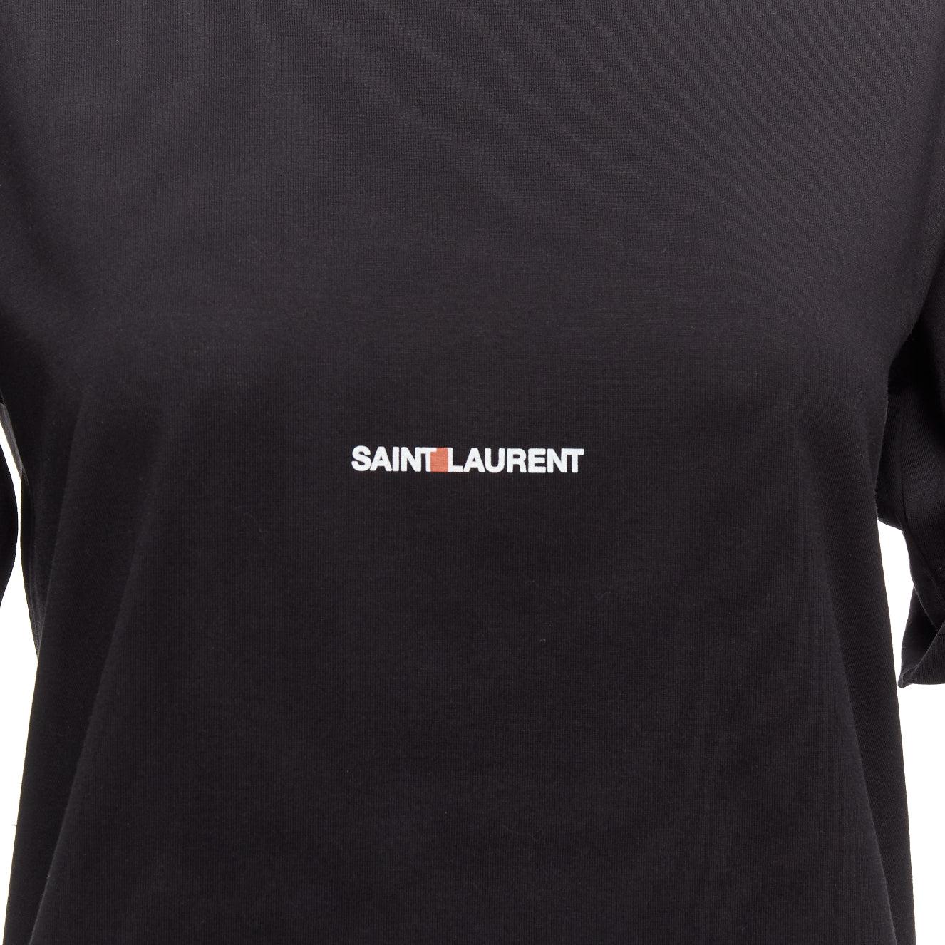 SAINT LAURENT 2017 black cotton box white logo boxy half sleeve tshirt XS
Reference: AAWC/A01117
Brand: Saint Laurent
Collection: 2017
Material: Cotton
Color: Black, White
Pattern: Solid
Closure: Pullover
Extra Details: Plain back.
Made in: