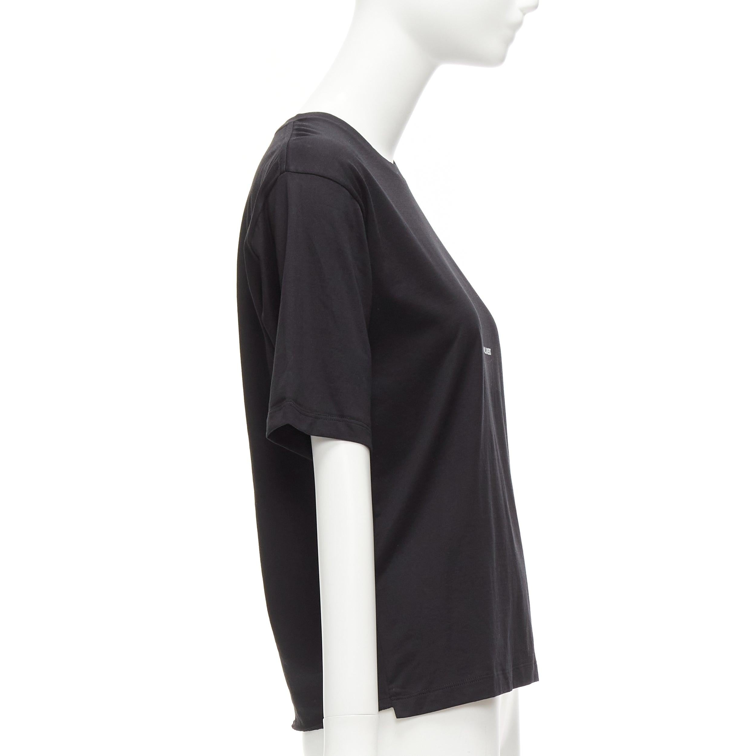 Women's SAINT LAURENT 2017 black cotton box white logo boxy half sleeve tshirt XS For Sale
