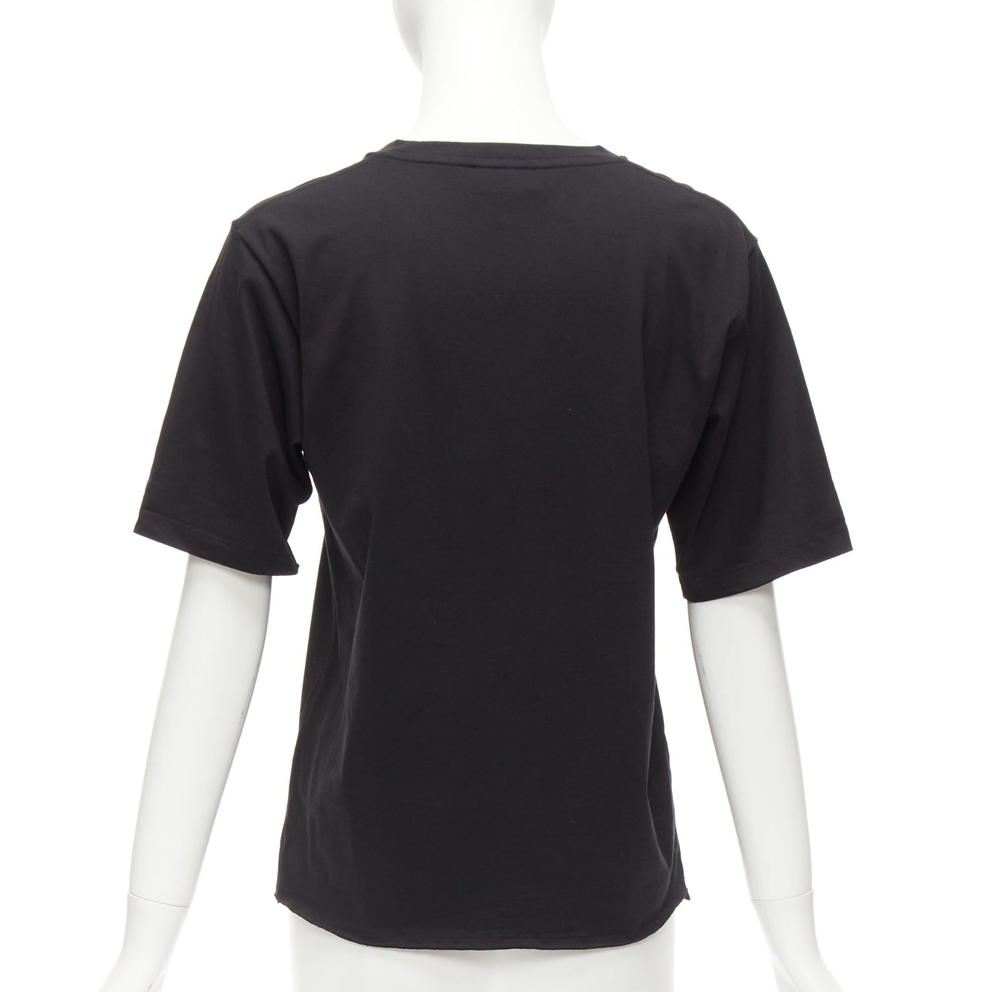 SAINT LAURENT 2017 black cotton box white logo boxy half sleeve tshirt XS For Sale 1