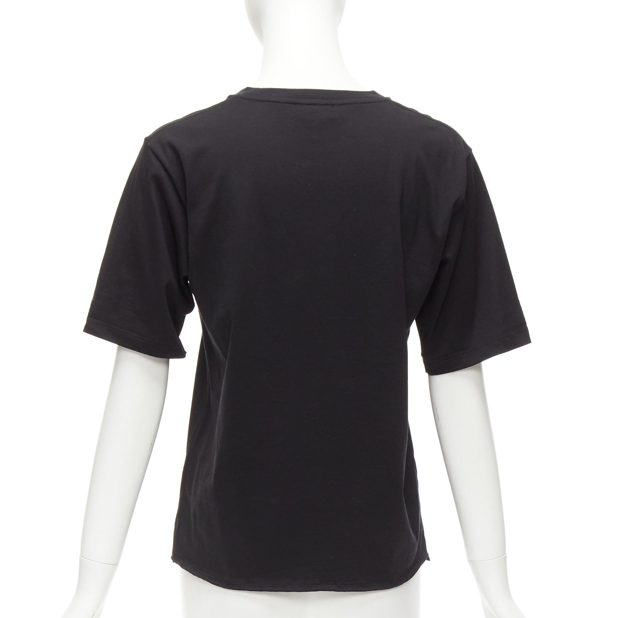 SAINT LAURENT 2017 black cotton box white logo boxy half sleeve tshirt XS For Sale 2