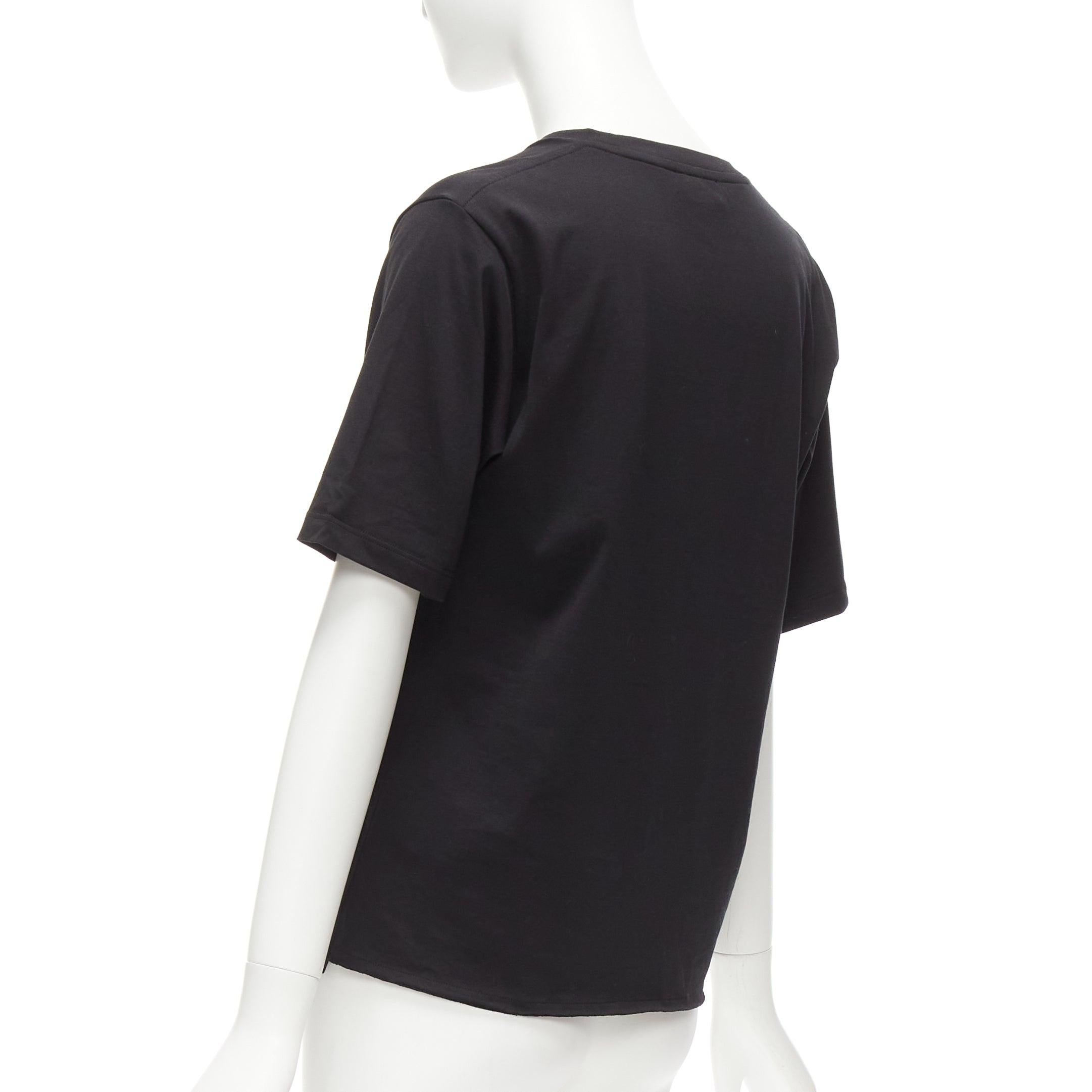 SAINT LAURENT 2017 black cotton box white logo boxy half sleeve tshirt XS For Sale 2