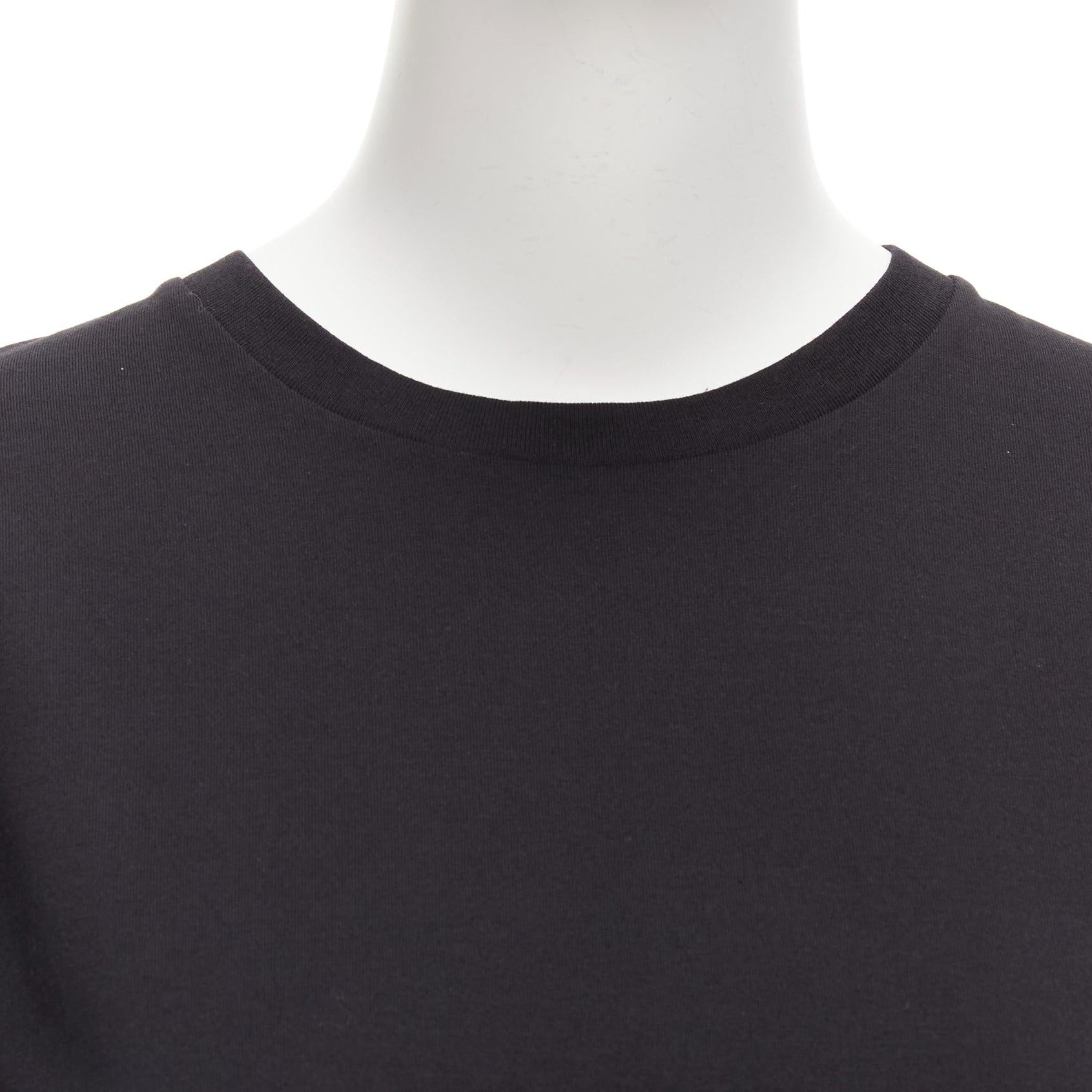 SAINT LAURENT 2017 tshirt à demi-manches en coton noir boxy blanc logo XS en vente 4