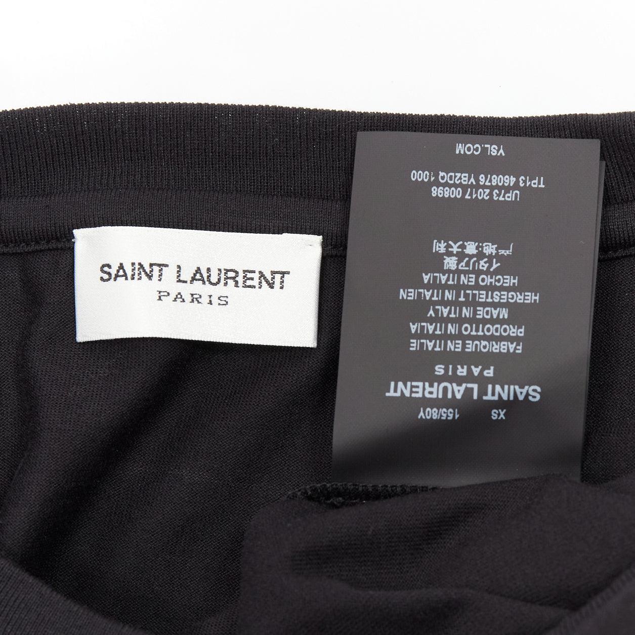 SAINT LAURENT 2017 black cotton box white logo boxy half sleeve tshirt XS For Sale 4