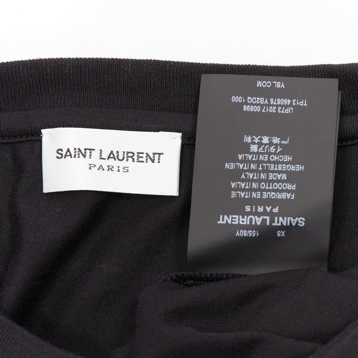 SAINT LAURENT 2017 tshirt à demi-manches en coton noir boxy blanc logo XS en vente 5