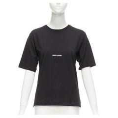 SAINT LAURENT 2017 black cotton box white logo boxy half sleeve tshirt XS