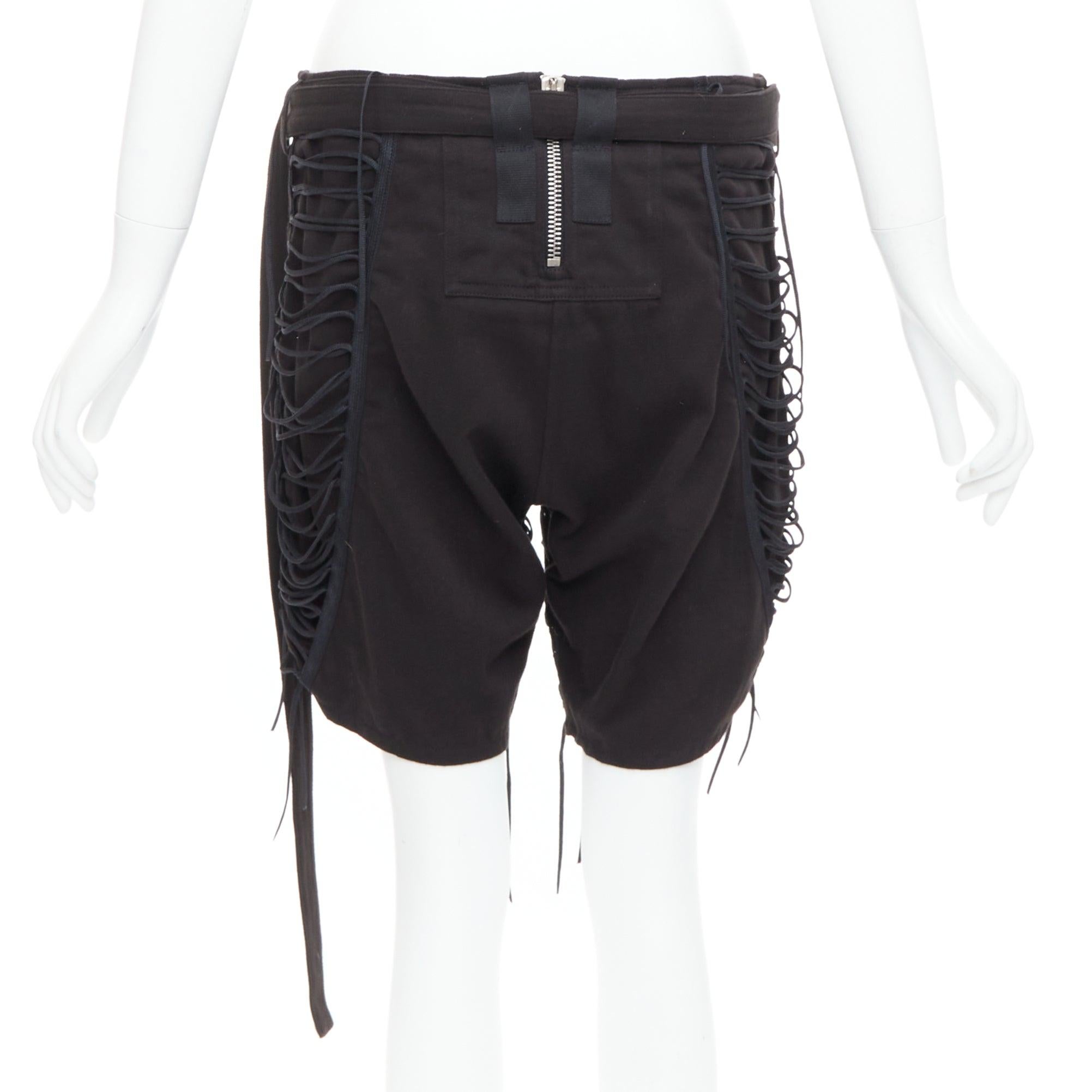 SAINT LAURENT 2017 black cotton linen lace up details gothic shorts FR36 S For Sale 1