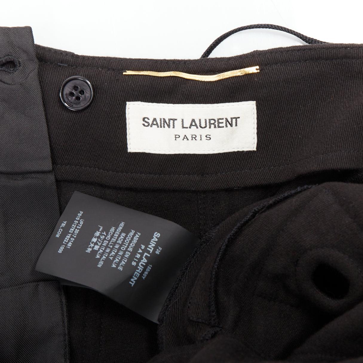 SAINT LAURENT 2017 black cotton linen lace up details gothic shorts FR36 S For Sale 4