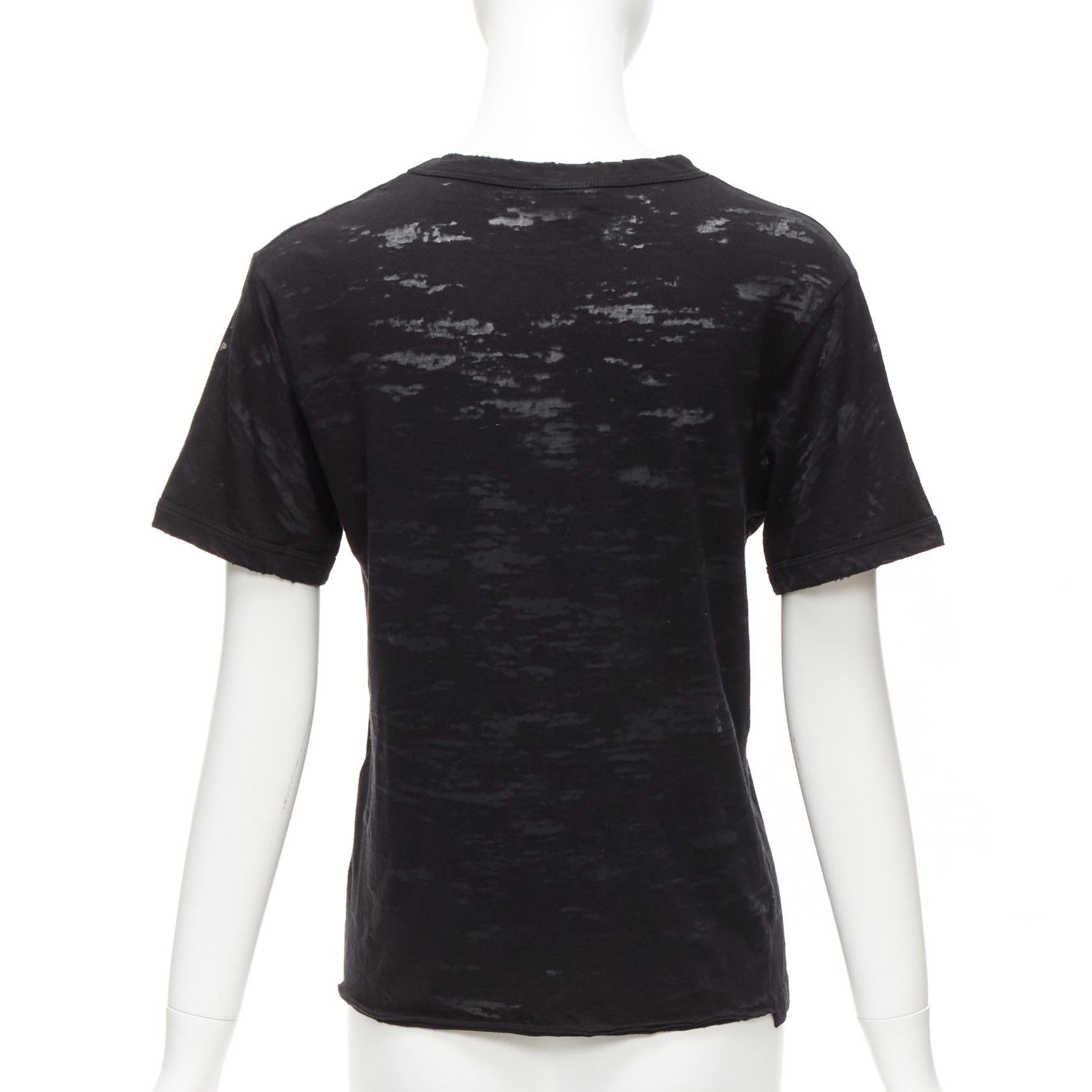 Donna Saint Laurent 2017 nero Devore Lightning Bolt logo stampato tshirt XS in vendita