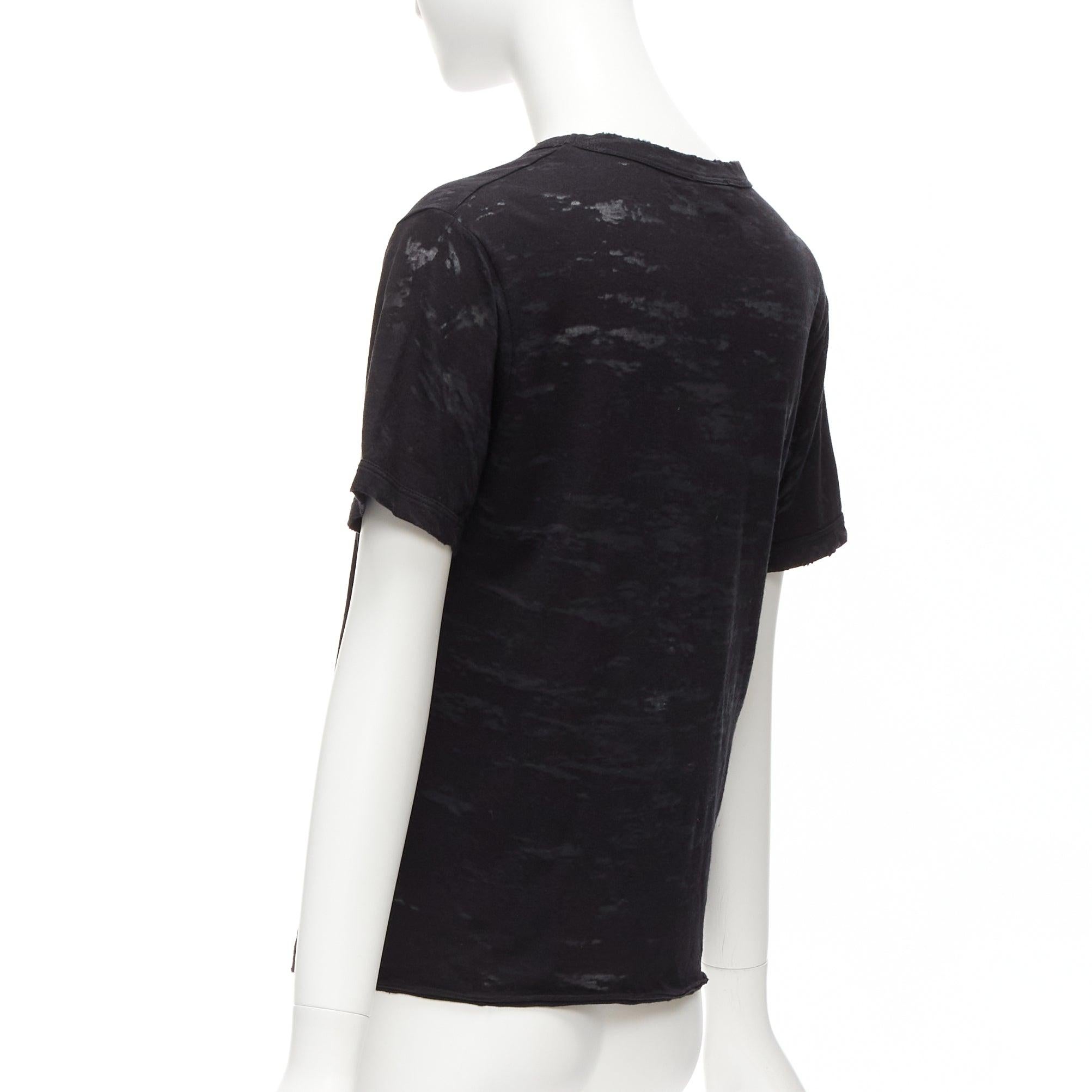 Saint Laurent 2017 nero Devore Lightning Bolt logo stampato tshirt XS in vendita 1