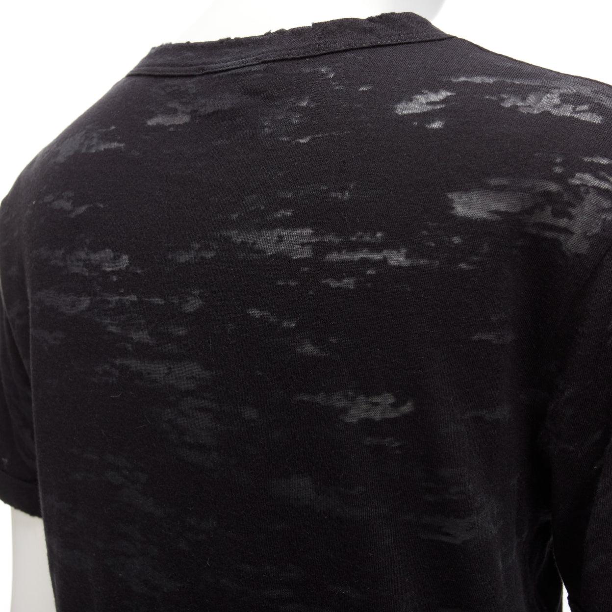 SAINT LAURENT 2017 noir Devore Lightning Bolt tshirt imprimé logo XS en vente 4
