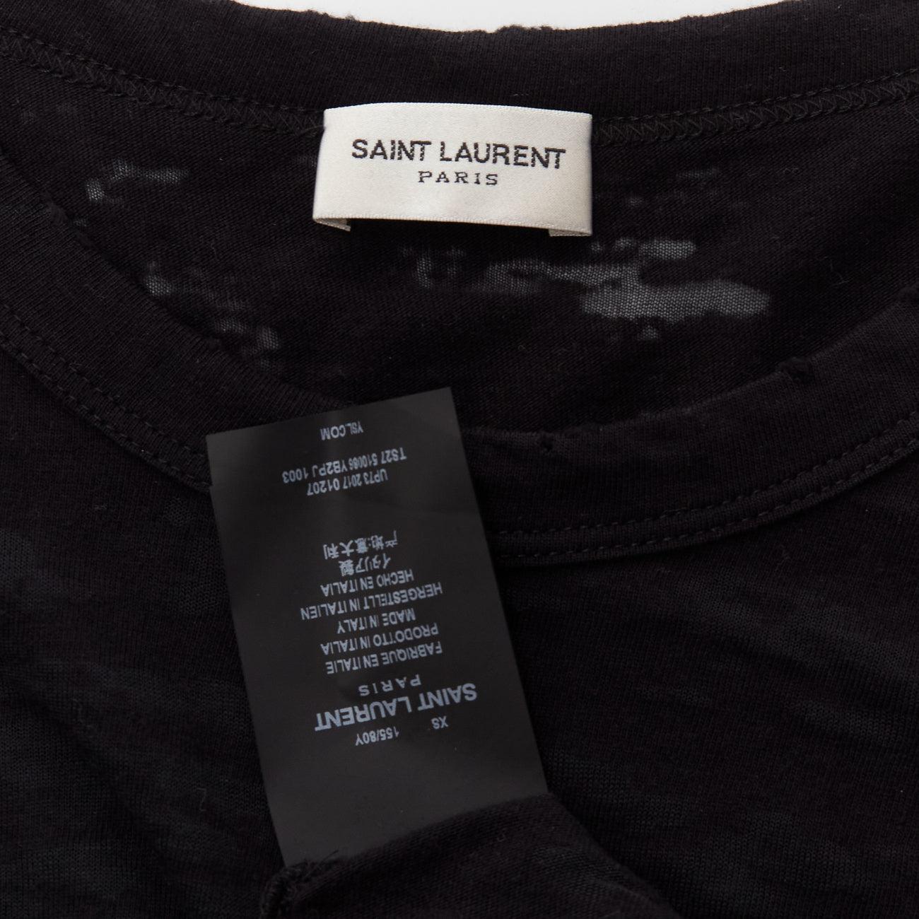 SAINT LAURENT 2017 noir Devore Lightning Bolt tshirt imprimé logo XS en vente 5