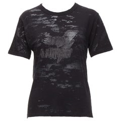 SAINT LAURENT 2017 noir Devore Lightning Bolt tshirt imprimé logo XS