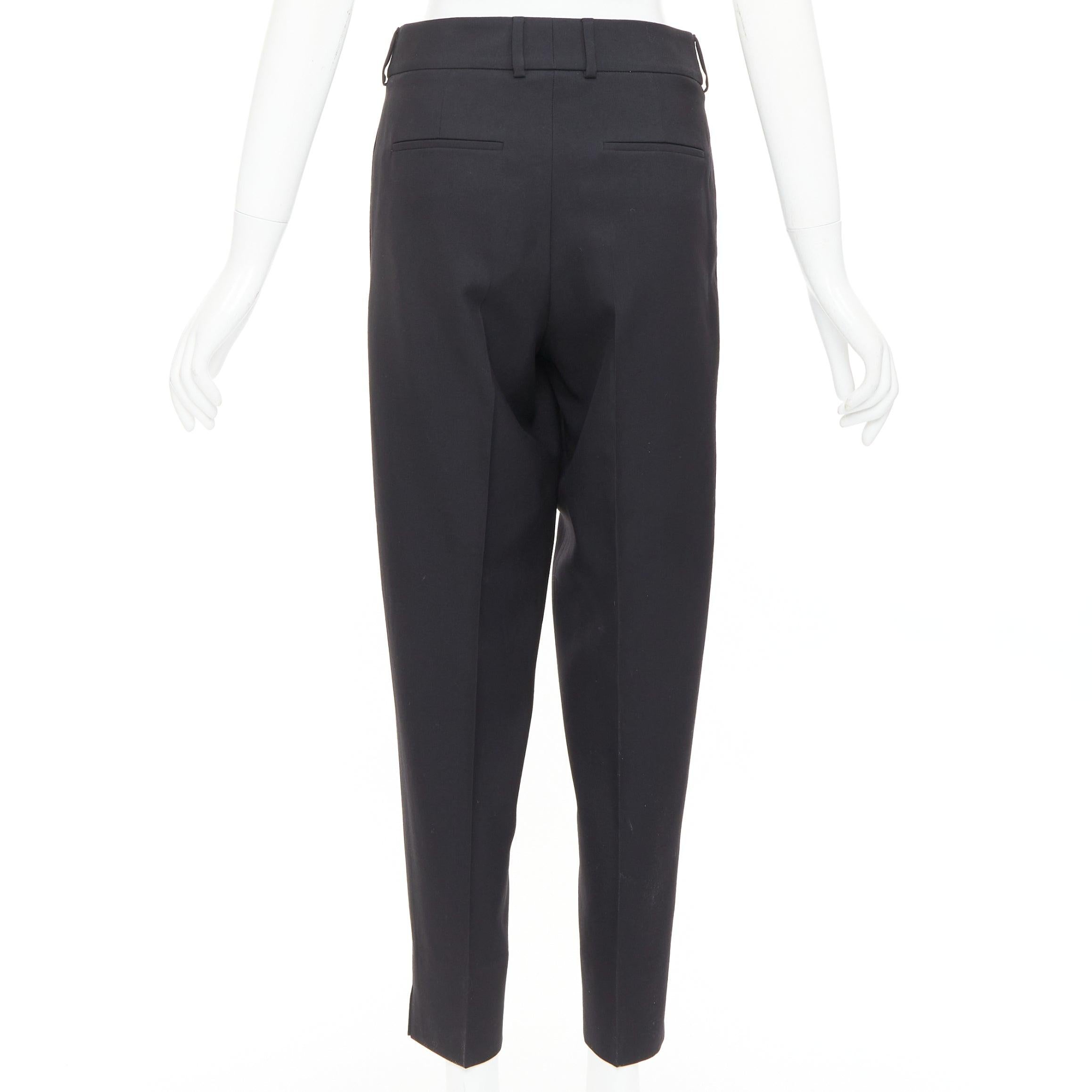 SAINT LAURENT 2017 black wool pleat front tapered silk lined trousers FR36 S For Sale 1