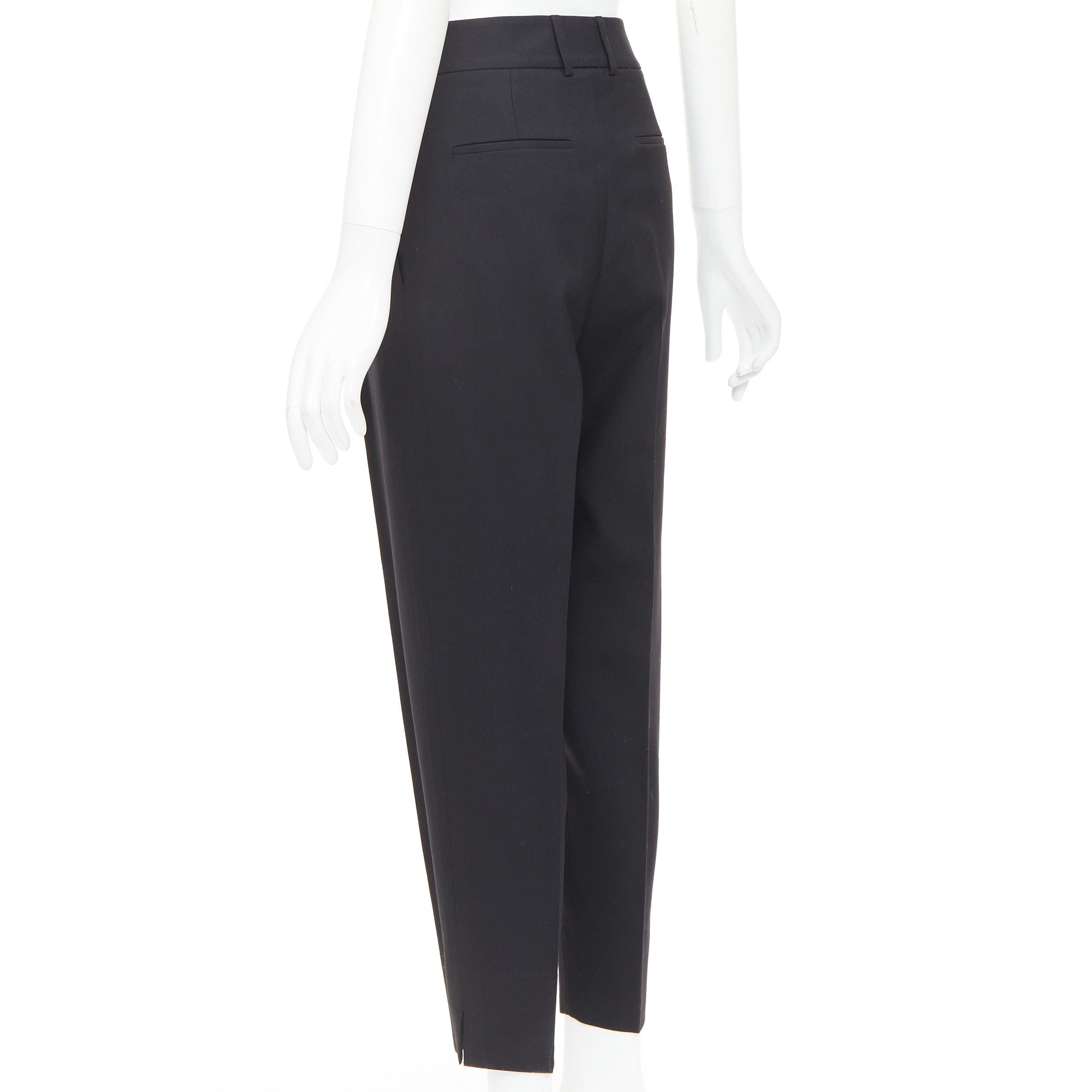 SAINT LAURENT 2017 black wool pleat front tapered silk lined trousers FR36 S For Sale 2