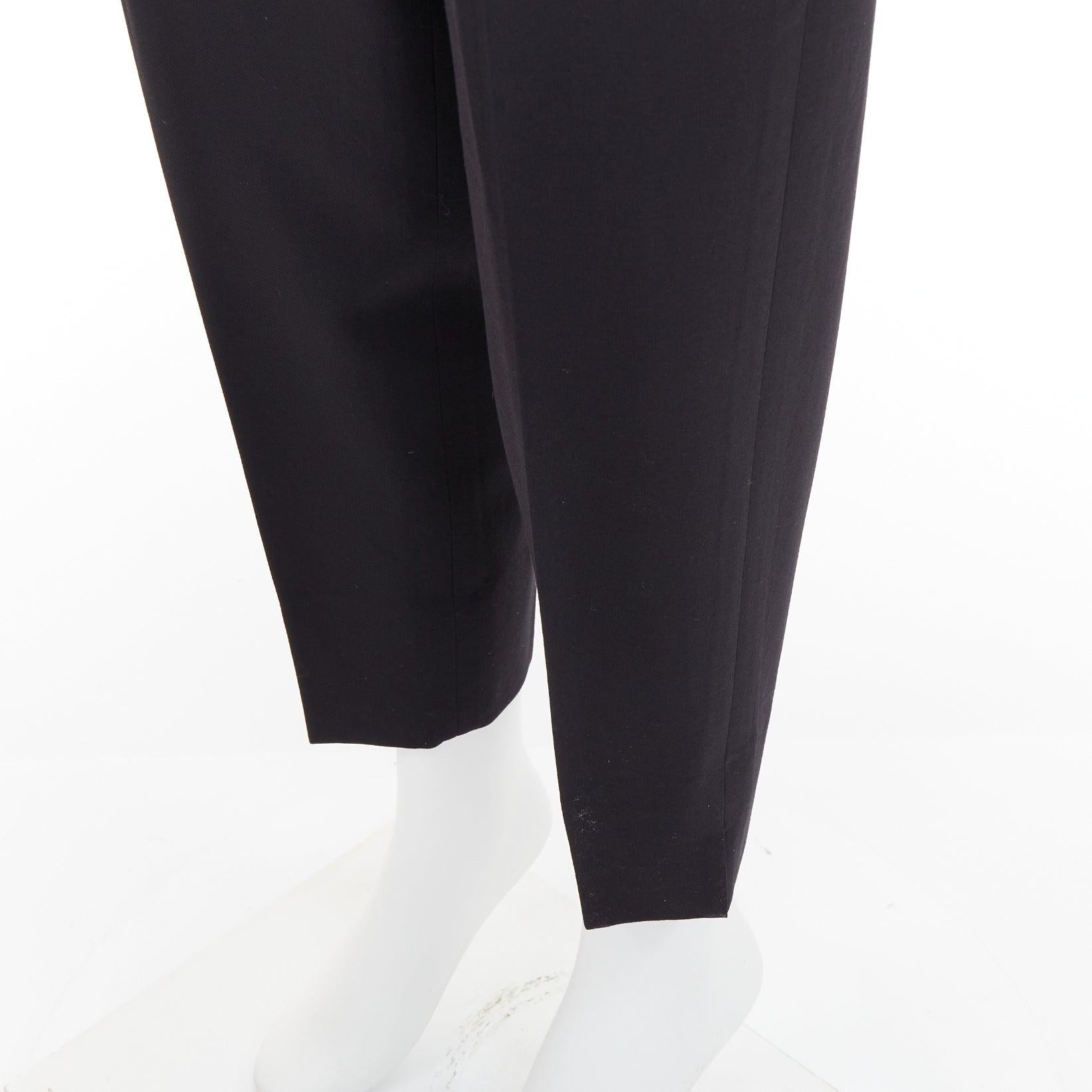 SAINT LAURENT 2017 black wool pleat front tapered silk lined trousers FR36 S For Sale 3