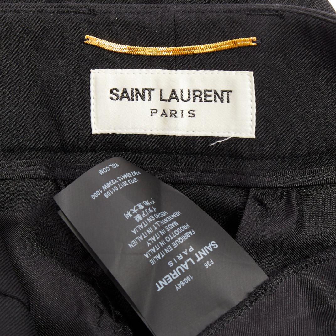 SAINT LAURENT 2017 black wool pleat front tapered silk lined trousers FR36 S For Sale 4