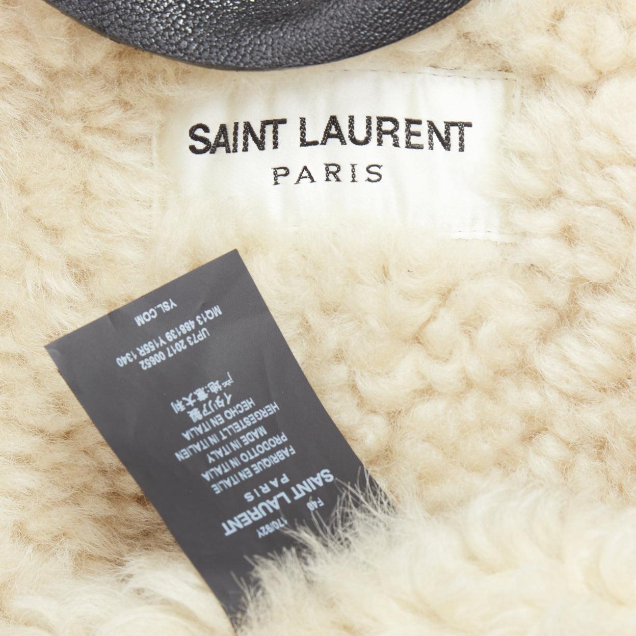 SAINT LAURENT 2017 cream full shearling lined cotton utility parka coat FR40 L 5
