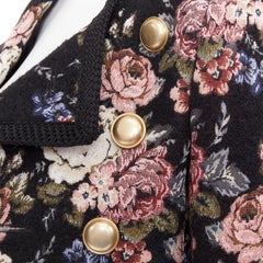 SAINT LAURENT 2017 floral jacquard tapestry gold crop officer jacket FR36 S