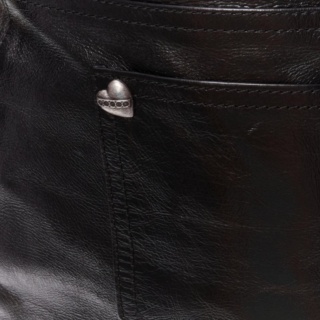 SAINT LAURENT 2017 heart star arrow charm stud calfskin leather mini skirt FR36 For Sale 3