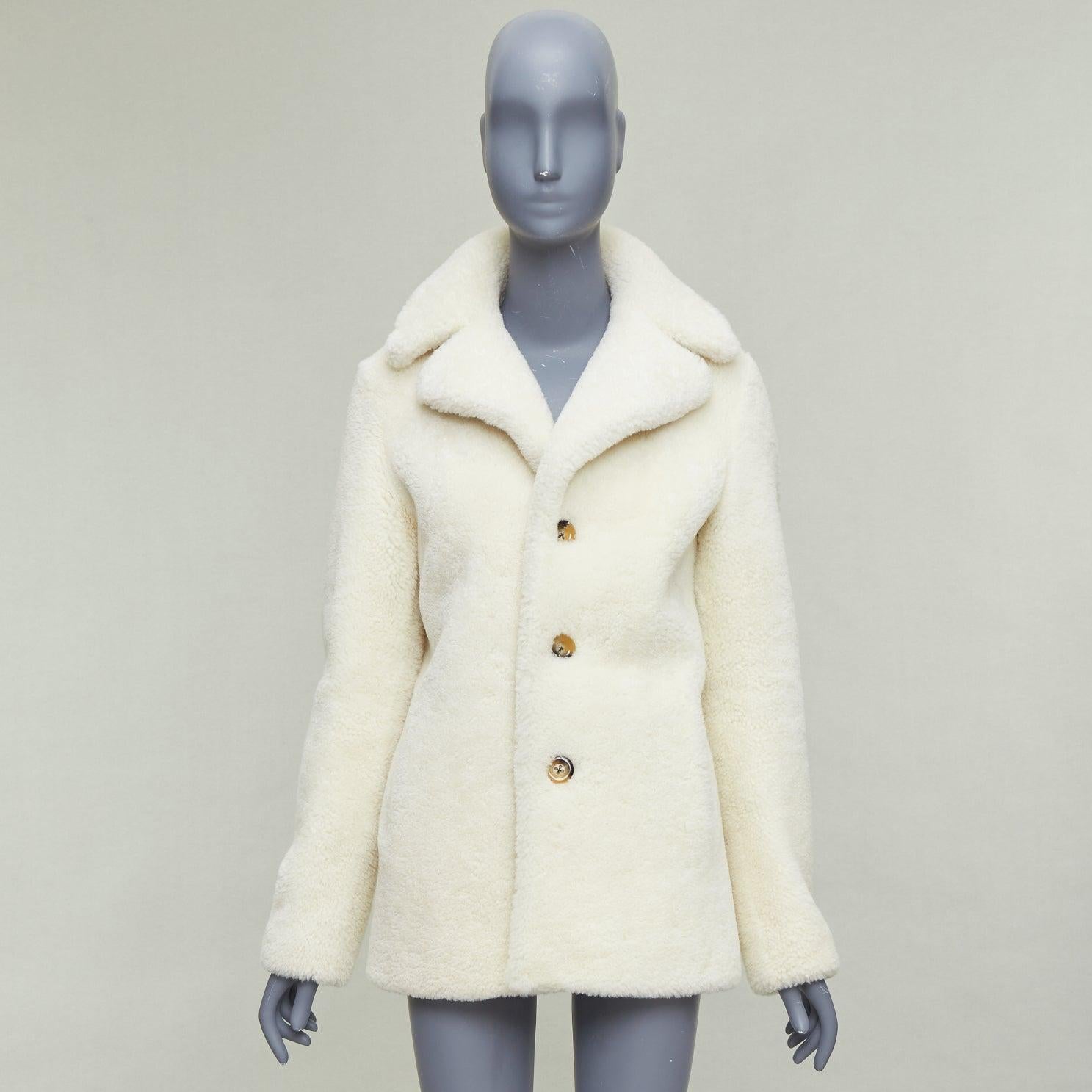 SAINT LAURENT 2017 off white sheepskin shearling teddy coat FR36 S For Sale 6