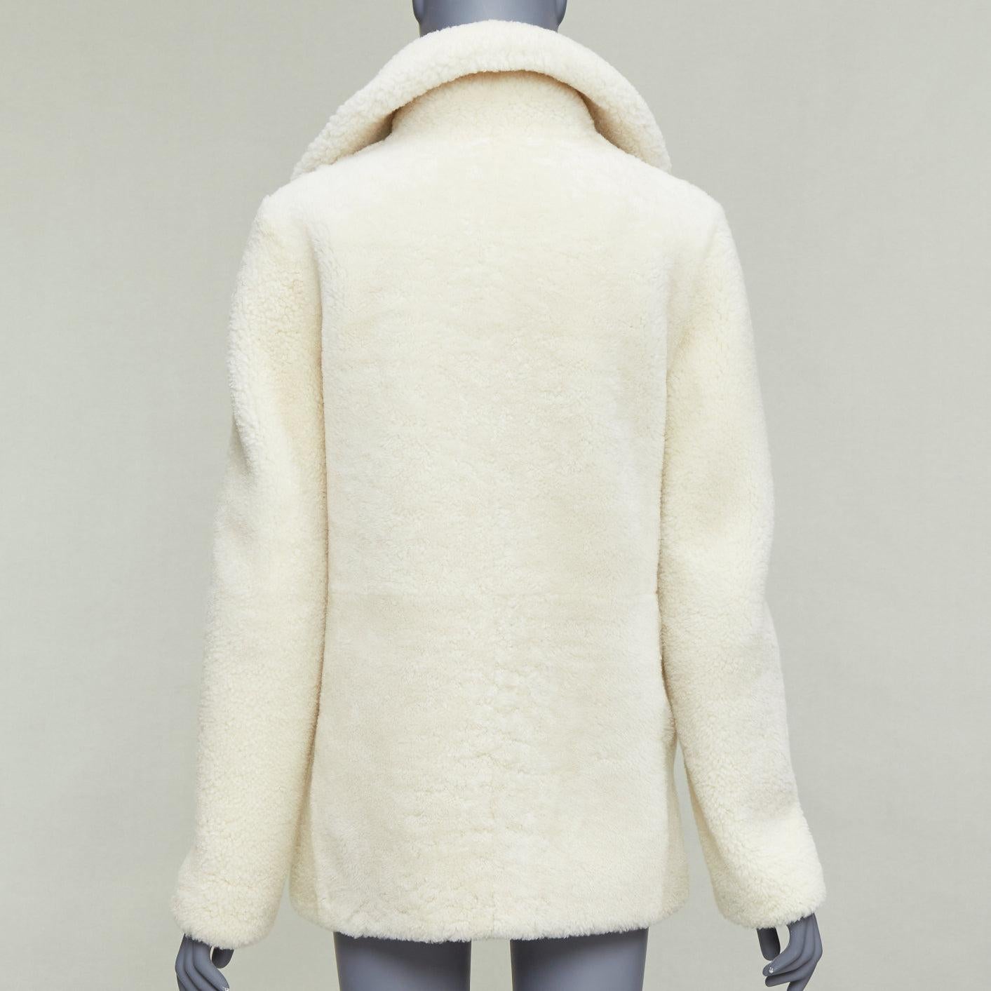 SAINT LAURENT 2017 off white sheepskin shearling teddy coat FR36 S For Sale 2