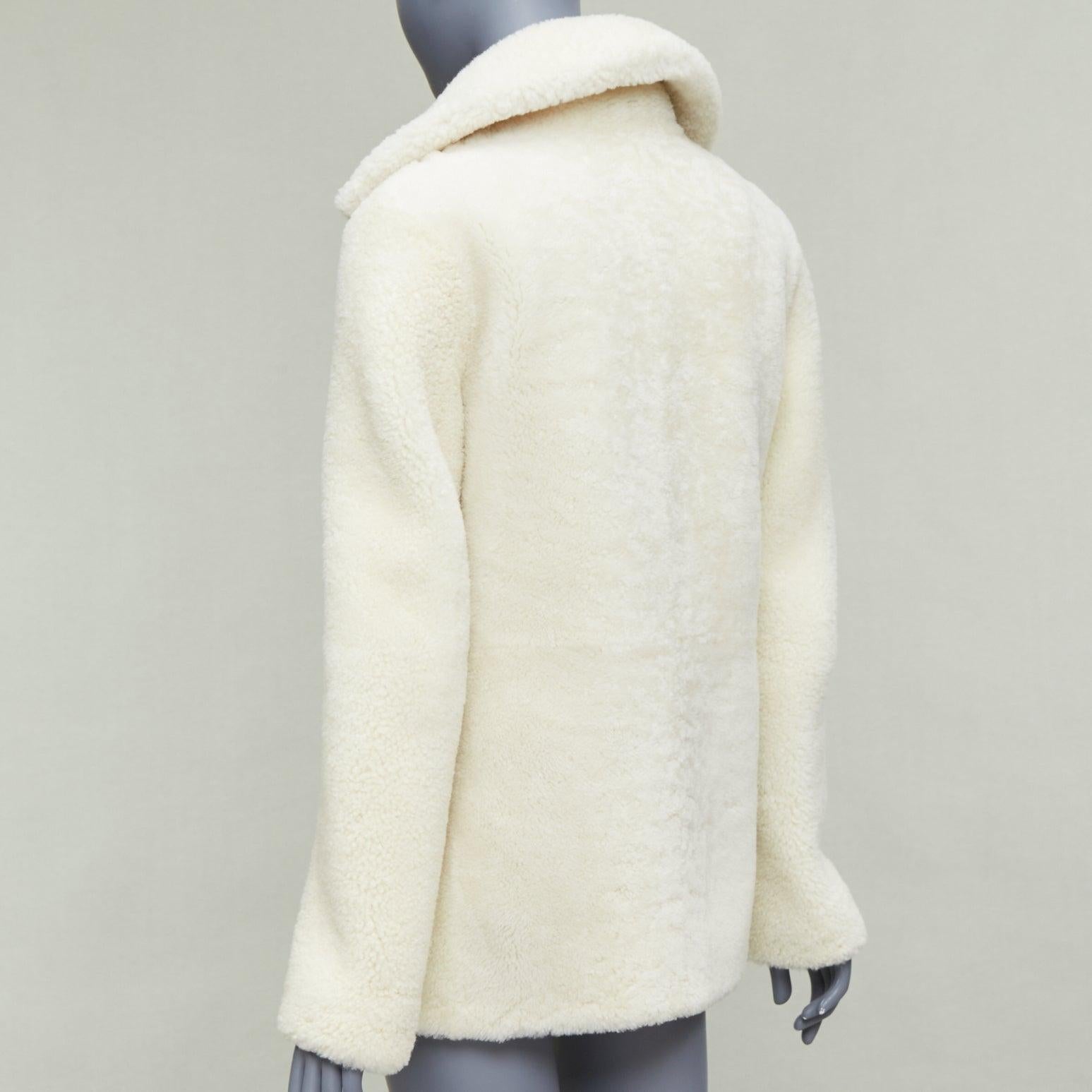 SAINT LAURENT 2017 off white sheepskin shearling teddy coat FR36 S For Sale 3