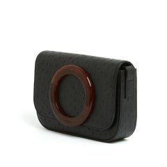 Saint Laurent 2017 Sac Autruche noir Eddie Black Leather Shoulder Bag Pristine