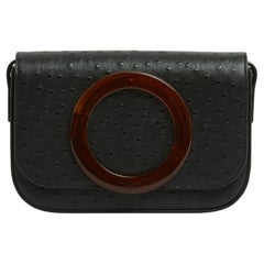 Saint Laurent 2017 Sac Autruche noir Eddie Borsa a tracolla in pelle nera immacolata