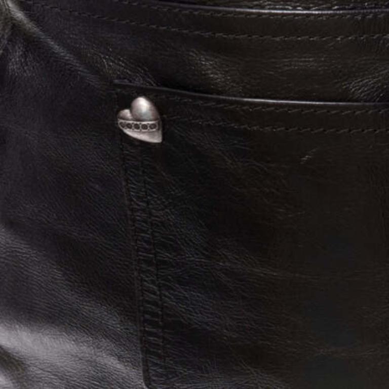 SAINT LAURENT 2017 silver heart star arrow charm stud black leather skirt FR36 S For Sale 3