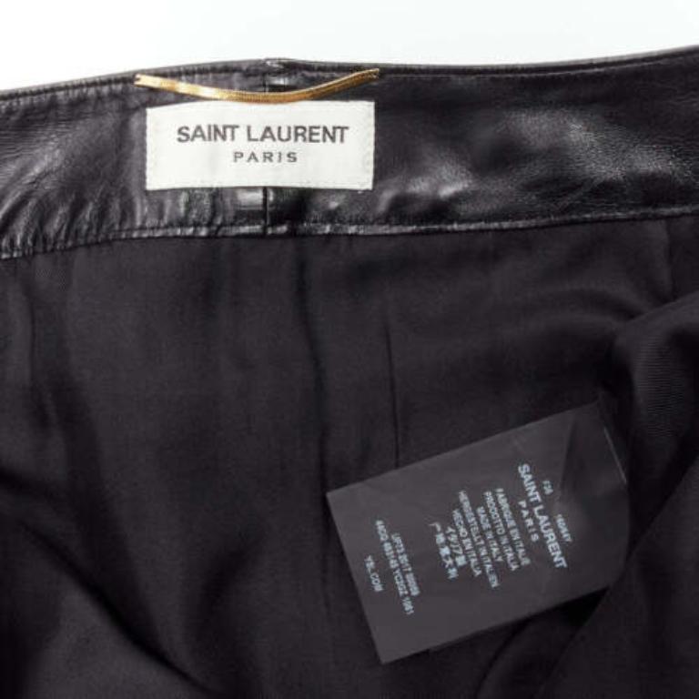 SAINT LAURENT 2017 silver heart star arrow charm stud black leather skirt FR36 S For Sale 5