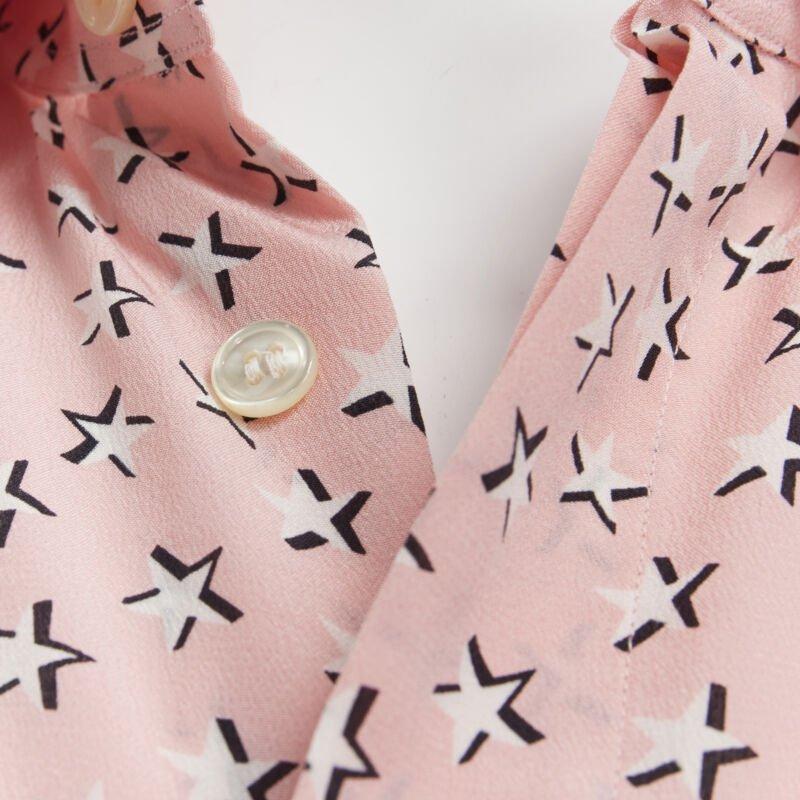 Saint Laurent 2018 100% silk pink white star print long sleeve shirt EU38 S For Sale 6