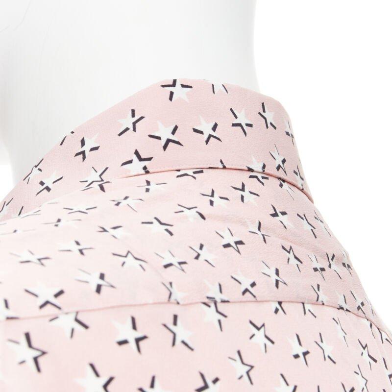 Saint Laurent 2018 100% seta rosa bianco stampa stelle camicia manica lunga EU38 S in vendita 2