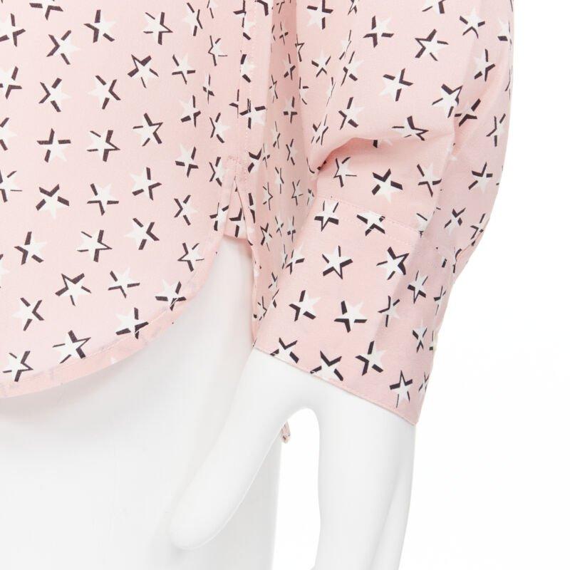 Saint Laurent 2018 100% silk pink white star print long sleeve shirt EU38 S For Sale 4