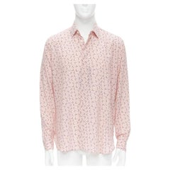 Saint Laurent 2018 100% silk pink white star print long sleeve shirt EU38 S