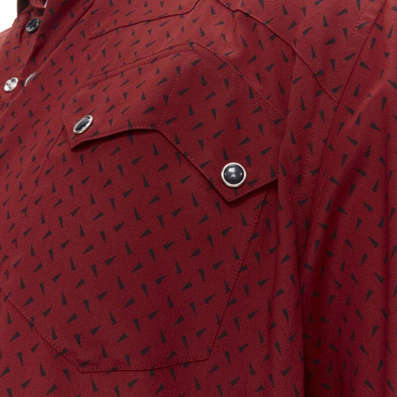 SAINT LAURENT 2018 100% silk red black print western casual shirt EU38 S For Sale 3