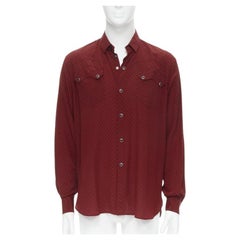 SAINT LAURENT 2018 100% silk red black print western casual shirt EU40 L