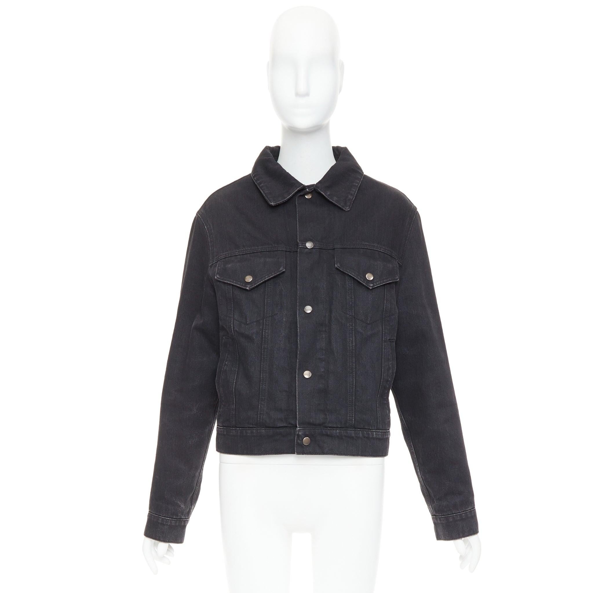 SAINT LAURENT 2018 black classic washed denim snap buttons trucker jacket M en venta 6