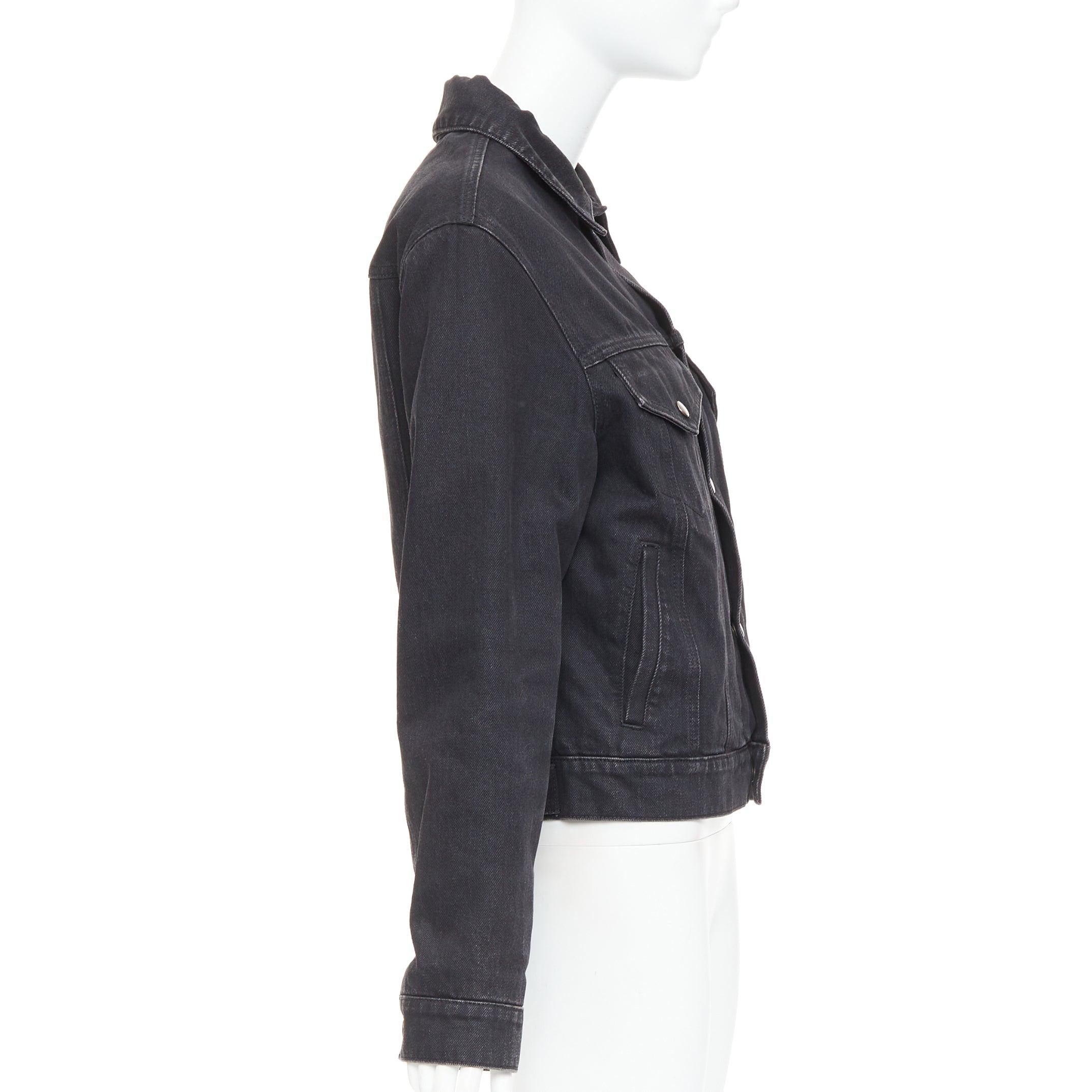 SAINT LAURENT 2018 black classic washed denim snap buttons trucker jacket M en venta 1