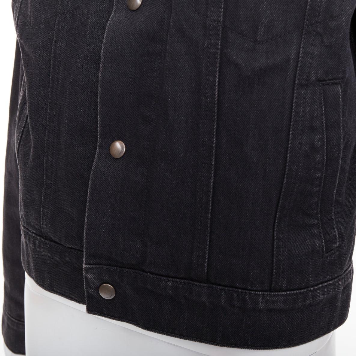 SAINT LAURENT 2018 black classic washed denim snap buttons trucker jacket M en venta 4