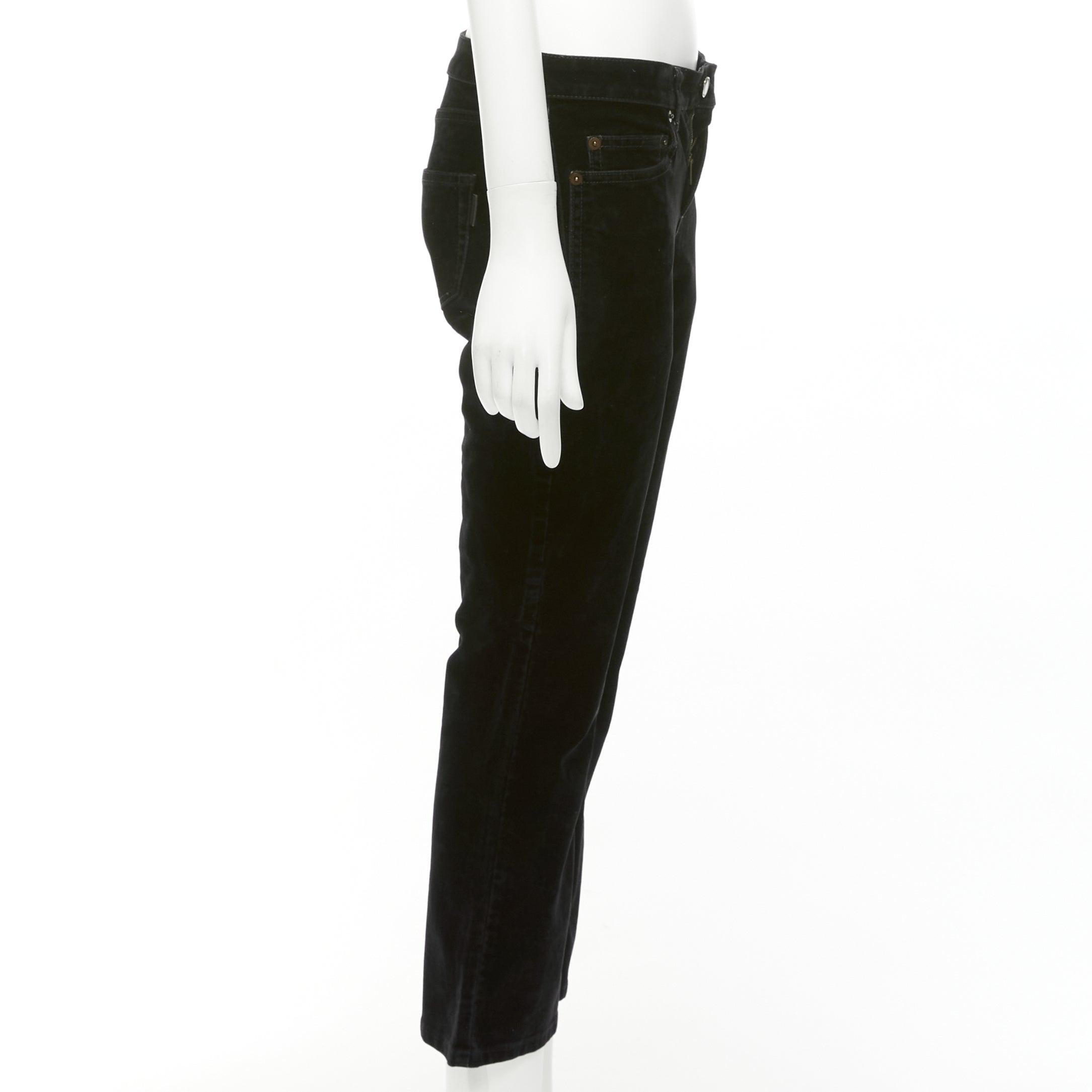 Women's SAINT LAURENT 2018 black cotton blend velvet mid waist flare cropped pants 25