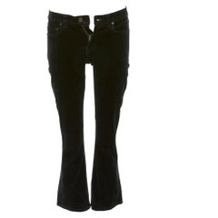 SAINT LAURENT 2018 schwarzer Baumwollmischung Samt mittlere Taille Schlaghosen 25"