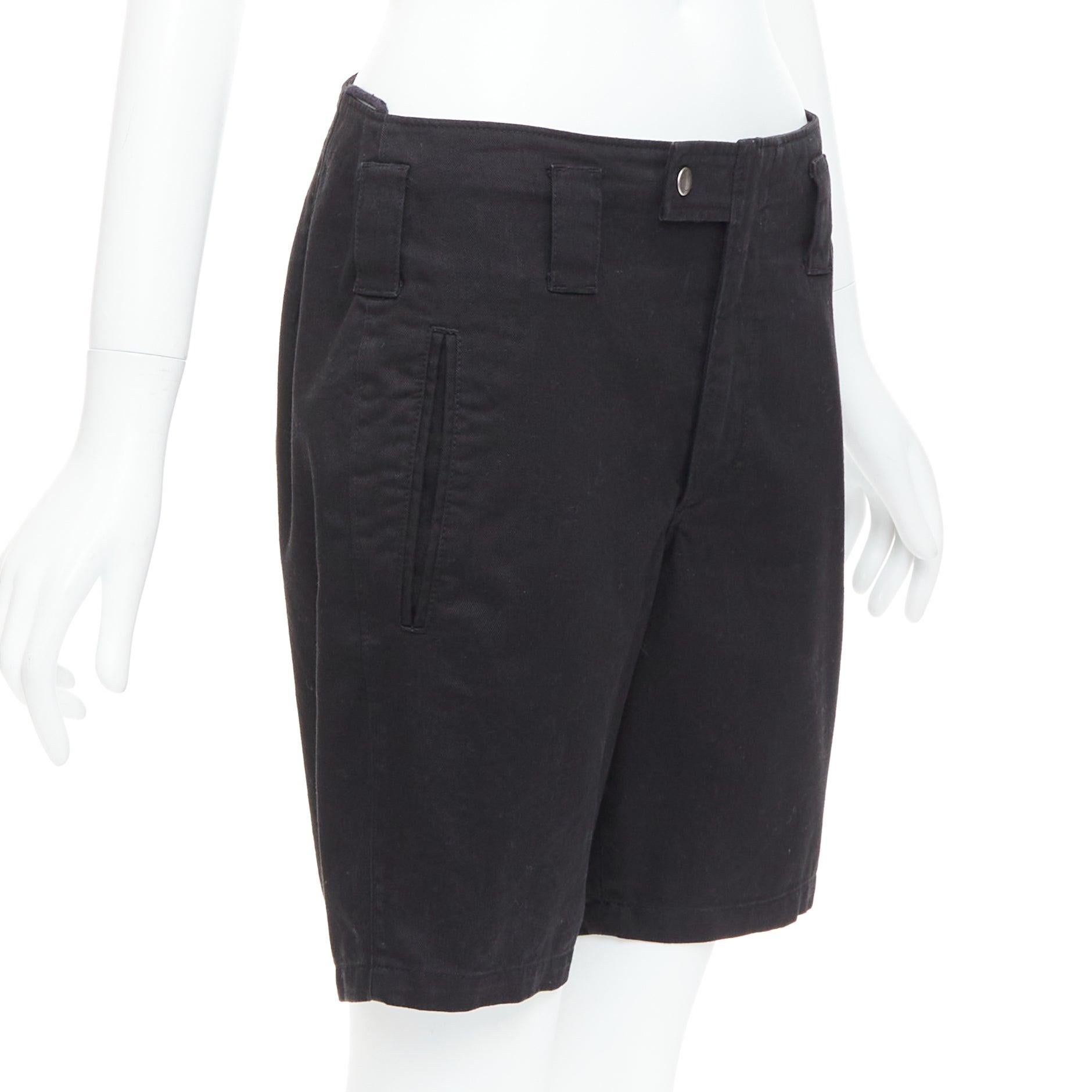 Black SAINT LAURENT 2018 black cotton ramie back pocket bermuda shorts FR36 S For Sale