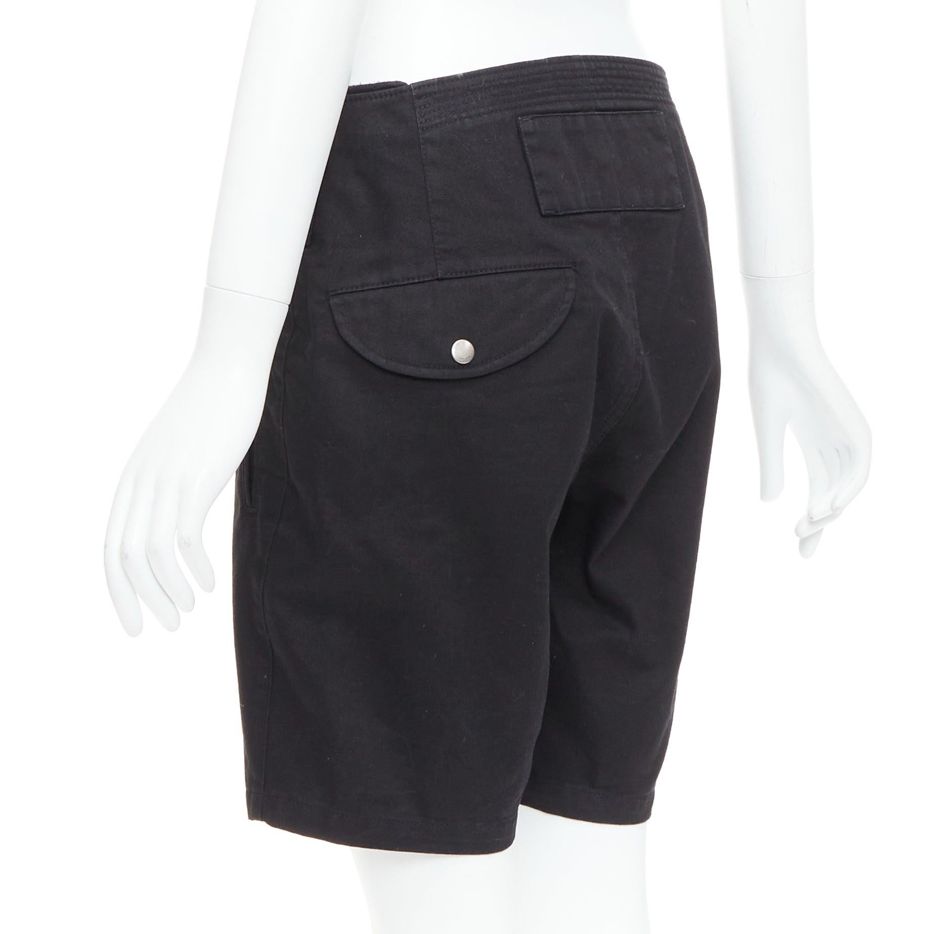 SAINT LAURENT 2018 black cotton ramie back pocket bermuda shorts FR36 S For Sale 2