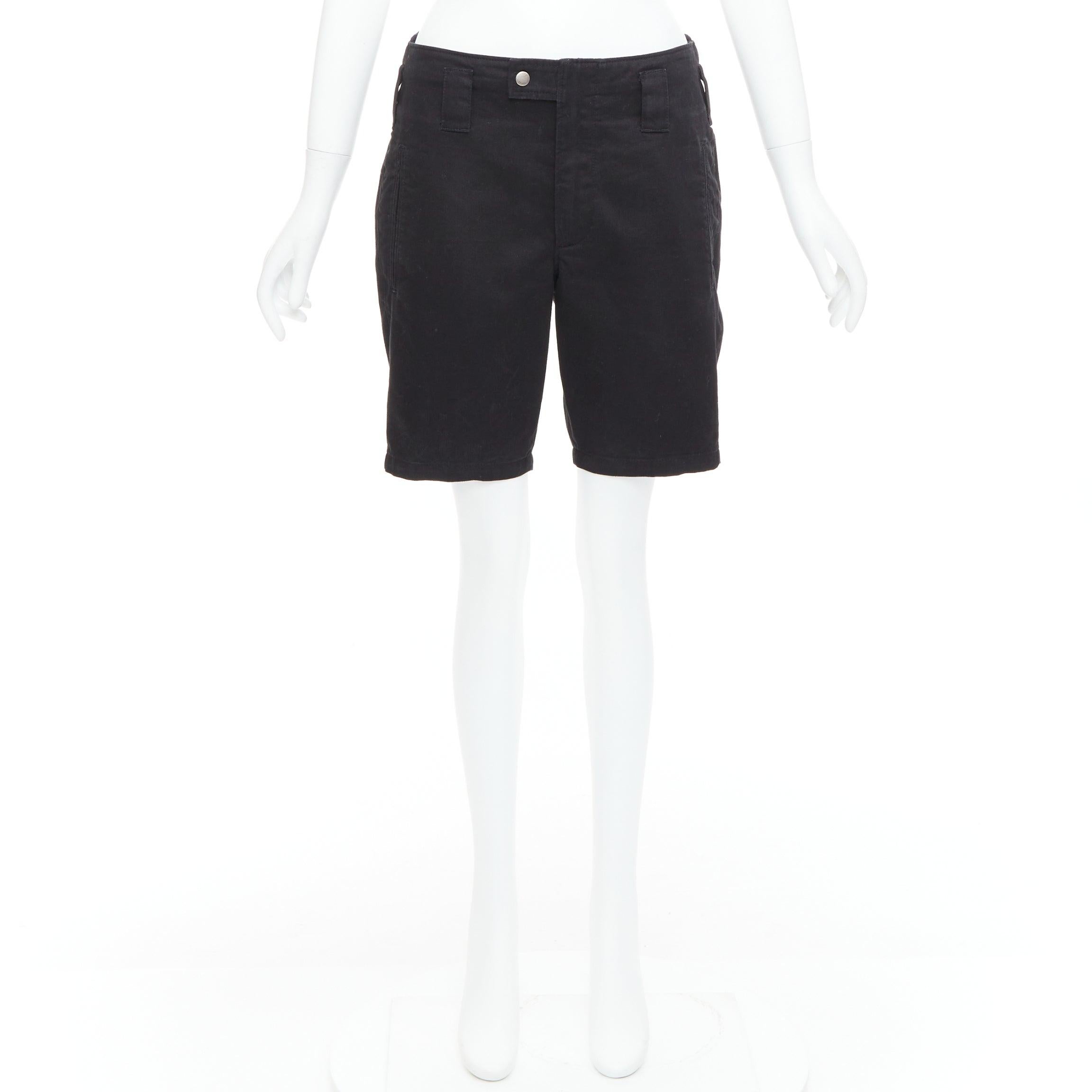SAINT LAURENT 2018 black cotton ramie back pocket bermuda shorts FR36 S For Sale 5