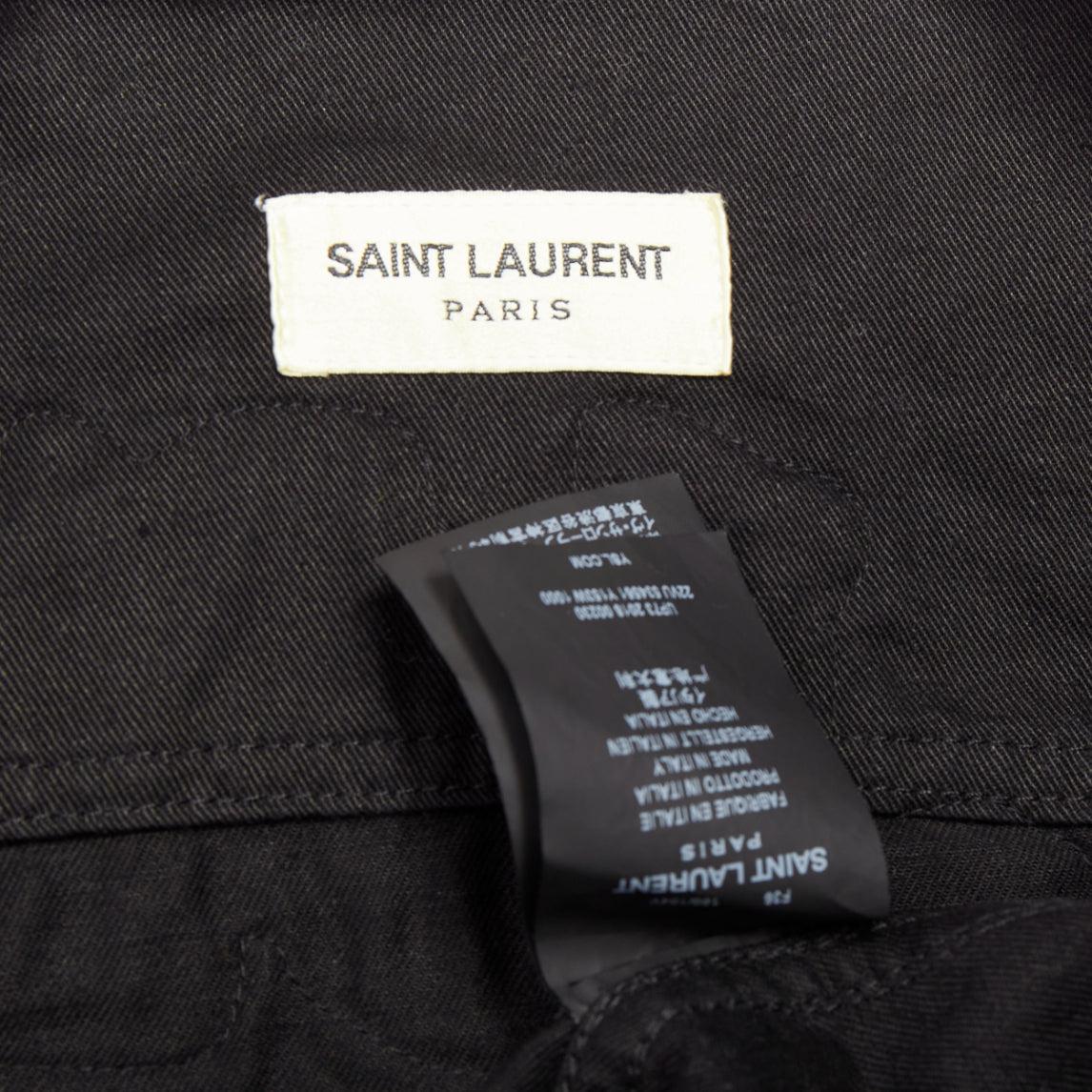 SAINT LAURENT 2018 black cotton ramie glitter logo safari jacket FR36 S For Sale 4
