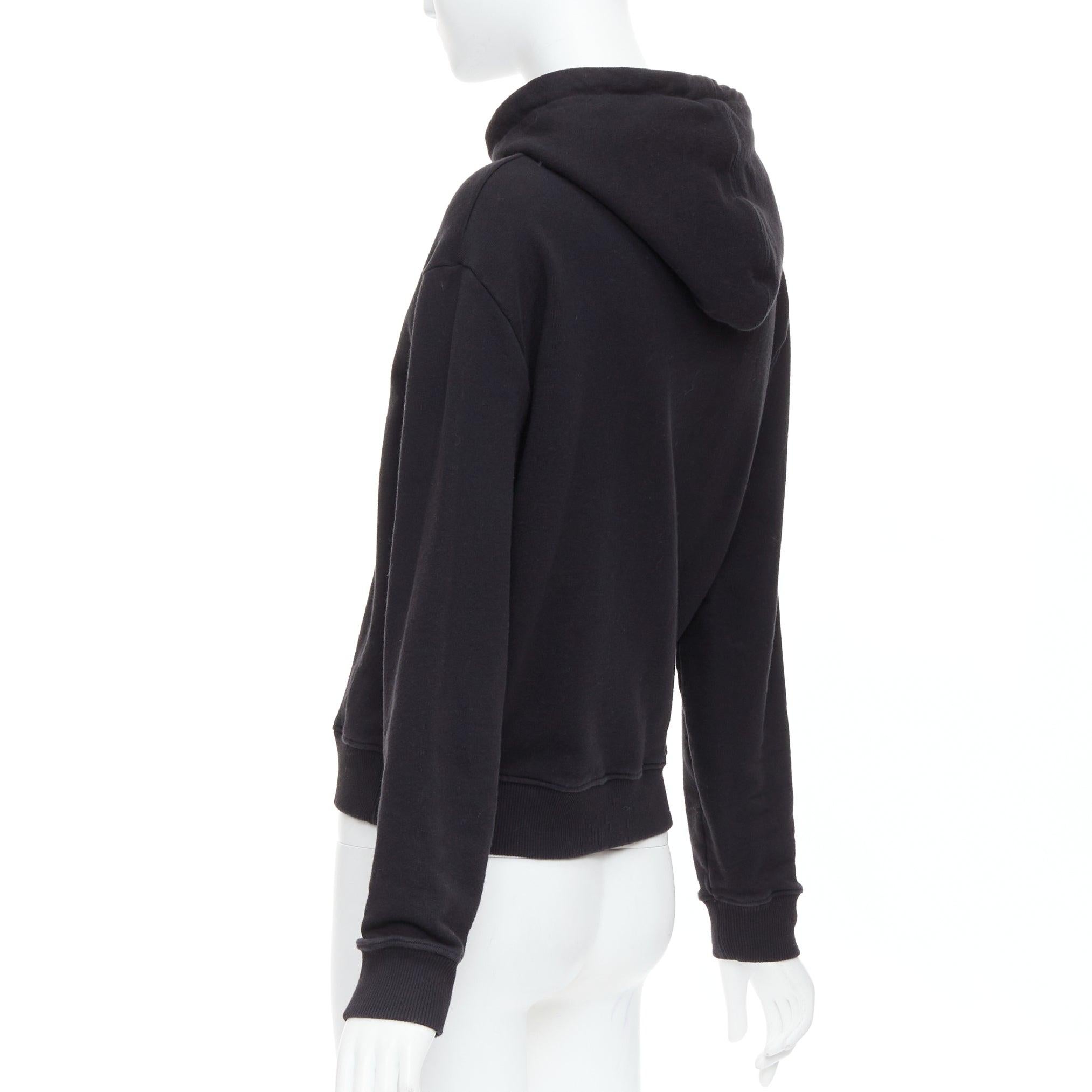 SAINT LAURENT 2018 black cotton silver cowboy drawstring hoodie M For Sale 2